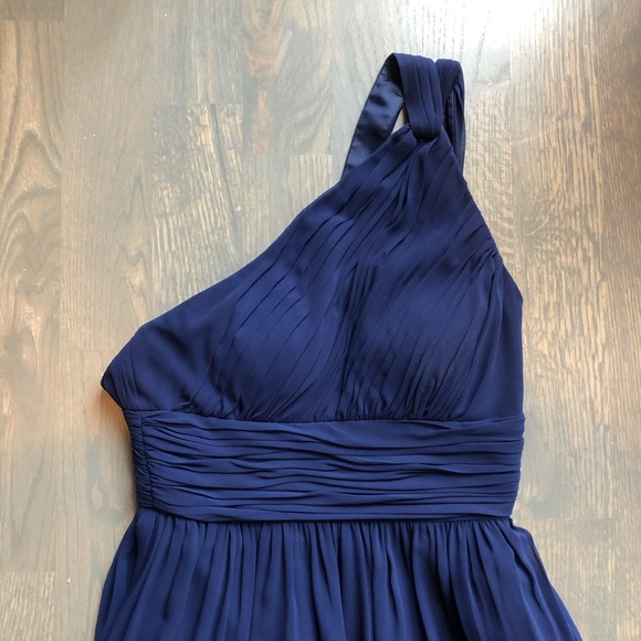Donna Morgan Navy Chiffon One Shoulder Dress - Picture 8 of 11
